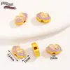 Estilo Chino Tradicional Oro Esmalte Aleación Espaciadores con Agujero Pasante Cuentas Sueltas Pulsera DIY Collar Accesorios de Joyería Materiales