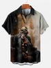 Exportación Transfronteriza Verano Hombres Casual Estampado Digital 3D Patrón de Orangután Camisa de Manga Corta para Hombre Playa Pod Personalización