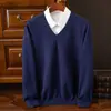Suéter para Hombre Transfronterizo Cuello en V Prendas de Punto para Hombre Top Holgado Talla Grande Capa Base Suéter para Hombre Top Capa Base para Hombres