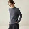 Suéter novo de outono e inverno 100% cashmere, simples e versátil, para mulheres, gola alta discreta, manga longa, pulôver, corte justo, suéter base de malha
