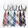 Jk Corbata Pequeña Estilo Universitario Femenino Cuadros Perezoso Uniforme Japonés Camisa Corbata de Lazo Ins Gratis Corta Moderna para Estudiantes Hombres y Mujeres