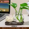 Vaso de Planta Verde para Escritório Ornamento Hidropônico de Mesa Gato da Sorte Fofo Decoração de Arranjo de Flores para Sala de Estar Presente Criativo