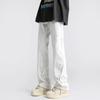 Calças Americanas Vintage Estilo High Street Jeans Branco Puro Masculino Estreito Solto Micro Reto
