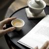 Taza de té de cerámica de color sólido, juego de té kung fu, gris hierba y madera, taza de té literati, taza de té con patrón tirado a mano, taza individual para el hogar