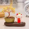 Decoración creativa y linda de gato de la suerte para el hogar, árbol de la fortuna de cristal, adorno de escritorio de oficina, regalo para amigos, para mujeres