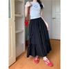 [Calidad Tmall] Verano Nuevo Falda Lazo Falda Larga A-Line para Mujer Azul Blanco Negro Chenilla