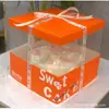 2025 Nueva Caja Transparente para Pastel de Cumpleaños Caja de Empaque 6 Seis Ocho 10 10 pulgadas Caja Elevada para Hornear Mismo Estilo que en Xiaohongshu