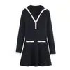 Comércio Exterior Atacado Outono Novo Estilo Europeu e Americano Moda Feminina Elegante Elegante Tricô Slim Macio Vestido de Manga Longa