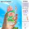 Botella de Vidrio Graffiti Pintada a Mano Hecha a Mano para Niños DIY Botella Estrella de la Suerte Botella Transparente Jarrón de Pintura Creativa Paquete de Materiales