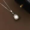 Collar de Perlas Naturales de Agua Dulce Forma de Gota Cadena para Clavícula Lujo Ligero Combinable Cadena de Plata 925 Madre de Perla de Alta Calidad Regalo para Tanabata