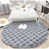 Alfombra Redonda de Terciopelo Burbuja Color Crema Transfronteriza para Sala de Estar, Felpa para Sofá del Hogar, Alfombra Gruesa para Mesita de Noche de Dormitorio, Suave