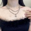 Collar de doble capa de perlas de estilo francés, estilo puro deseo, sexy, de moda, de entrada, de lujo, socialité, elegante, elegante, de alta clase, cadena de clavícula de moda.