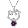 Colar de Prata Esterlina S925 para Mulheres de Comércio Exterior Transfronteiriço Europeu e Americano Desenho Animado Gatinho Gato Animal Moissanite Cor D Pingente de Um Quilate
