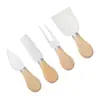 Cuchillo para Queso de Acero Inoxidable Pala para Pastel de Queso Tenedor para Alimentos Herramienta para Pizza juego Cuchillo para Queso con Mango de Madera Vajilla para Comida Occidental