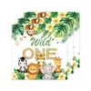 Conjunto de Suprimentos para Decoração de Festa de Aniversário Infantil Wild One Animais da Selva Adereços de Decoração Descartáveis Espessados