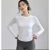 Traje de yoga para mujer, otoño e invierno, ajustado, adelgazante, de alta elasticidad, cuello redondo, deportivo, de manga larga, para correr, entrenamiento, de secado rápido, traje de fitness superior