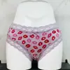 Ropa interior estilo deportivo de rayón con estampado de labios lindos Borde de encaje Ropa interior Cómoda y elástica Algodón en la parte inferior Ropa interior para estudiantes
