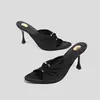 Sandalias de Tacón Alto sin Cierre Estilo Elegante Maduro para Mujer, Nuevo Modelo Verano 2026, Punta Fina, Tacón Delgado, Destalonadas, Sandalias Sexy