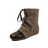 Botines cortos de gamuza de piel de vaca de primera capa con aumento interno de altura, nuevo estilo de otoño, punta redonda, con cordones, botas de tacón de plataforma