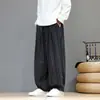 Pantalones harén talla grande, 2026 cintura elástica versátiles a rayas casuales, pantalones rectos holgados estilo chino para hombre para primavera y otoño