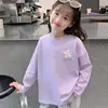 Camiseta Moderna de Manga Larga para Niños Mayores, Atuendo de Otoño para Bebés, Nueva Camiseta de Algodón Puro para Niñas de Primavera y Otoño, Camiseta Básica para Niños