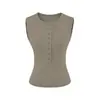 Camisola acanalada de ocho botones estilo BM americano para mujer, top de verano sin mangas ajustado estilo 'hot girl' BM