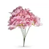 Buquê de Hortênsia Artificial com 5 Cabeças para Decoração de Casamento, Arranjo para Salão de Casamento, Buquê de Flores Artificiais de Tecido de Seda, Acessórios para Arranjo de Flores DIY, Várias Cores Disponíveis