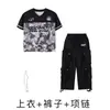 Ropa Moderna Infantil de Street Dance Hip-Hop Marca Pantalones Cargo Camuflaje Holgados de Manga Corta Set de Performance para Niños y Niñas