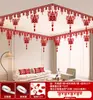 Set de Decoración de Habitación de Boda para la Decoración del Techo del Novio, Nuevo Dormitorio y Sala de Estar de la Novia, Decoraciones Colgantes con Caracteres de Doble Felicidad, Guirnaldas de Boda