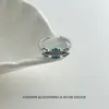 Anillo Retro de Lujo Ligero Flor de Estrella de Grava Azul para Mujer, Personalizado, Único, Moderno, Exquisito, Versátil, de Nicho, Anillo Abierto