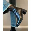 Botines de tacón alto para mujer Chuyuji 2026 Otoño/Invierno Nuevos Botines Martin de punta cuadrada para mujeres menudas, Estilo francés Botas ajustadas de tacón grueso