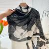 Nueva bufanda elegante de algodón y lino estampado estilo chino para mujer, chal exterior de moda de alta gama, bufanda larga cálida 180x90cm