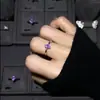 Diseño popular en Xiaohongshu: Anillo de gota de agua morada con diamante brillante, anillo abierto de dedo índice de alta gama exquisito de nicho, transfronterizo