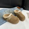 Novos Sapatos Birkenstock Casuais Retrô de Inverno para Mulheres, Solado Grosso, Bico Redondo, Forrados com Lã, Pantufas Quentes Slip-On Preguiçosas