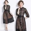 Vestido de encaje calado con mangas abullonadas estilo Hepburn retro para hombre pequeño, estilo primavera-verano, estilo europeo y americano.