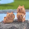 Micro-paisaje linda caricatura capibara pequeño capibara adornos para sala de estar manualidades decorativas creativas de resina pequeños adornos