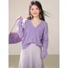 Cárdigan de Punto con Cuello Top para Mujer Estilo Coreano Suave Vintage Abrigo Suéter de Ganchillo Rosa