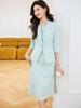 Blazer rosa de manga siete cuartos para mujer, pantalón de vestir, profesional, casual, elegante, moda, primavera, verano, otoño