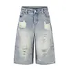 Jeans retro de pierna ancha cropped estilo americano para hombres y mujeres, nuevo de verano 2026, pantalones casuales holgados para adelgazar de longitud media