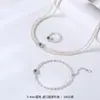 Conjunto de Cuatro Piezas: Collar y Pulsera de Plata de Ley S925 con Concha Plateada, Perla de Importación Transfronteriza Incrustada y Aguamarina Pura Natural