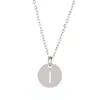 Venta caliente transfronteriza collar con letra de acero de titanio colgante redondo 26 mayúsculas en inglés collar de joyería pulida al por mayor