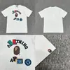Camiseta unisex de manga curta da marca tendência BAPE, co-branded com design de camuflagem de cabeça de macaco, caimento solto de alta qualidade
