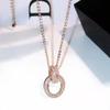 Colar com fivela de anel de microdiamante feminino, leve, luxo, design de nicho, moda moderna, estilo frio, elegante, corrente de clavícula, atacado
