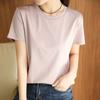 Verão nova alta qualidade de algodão mercerizado T-shirt feminina V-neck solto emagrecimento interior vestir cor sólida pescoço redondo all-match manga curta