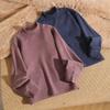 Camiseta Básica de Veludo Outono e Inverno para Crianças Meninos e Meninas com Forro de Lã Gola Meia-alta Roupas de Outono Roupa Íntima de Manga Longa para Crianças Grandes Top Quente