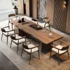 Mesa de té grande de madera maciza estilo chino nuevo, estética de la dinastía Song, escritorio de oficina de alta gama con mesa de té integrada, adecuada para sala de estar y uso doméstico