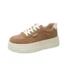 Zapatos de Plataforma con Suela Gruesa de Cuero Genuino para Aumentar la Altura para Mujer 2026 Otoño/Invierno Nuevos Versátiles Ligeros Casuales Deportivos Zapatos Blancos para Mujer