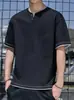 Marca de Tendencia Transfronteriza Camiseta de Manga Corta para Hombre de Verano Fina de Seda de Hielo Holgada de Media Manga Tendencia Simple Ropa para Hombre Camiseta