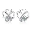 Pendientes Coreanos Temperamento Sencillo Felicidad Trébol de Cuatro Hojas Suerte Pendientes Moda Popular Temperamento Flor Diamante Pendientes