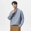 Estilo Old Money Camisa de Lino de Manga Larga para Hombre Primavera Nueva Retro Holgada Talla Grande Casual Ropa para Hombre Chaqueta Moderna